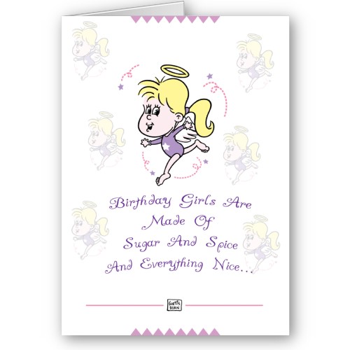 Cute Girls Birthday Card by ChuckleBerrys. Click card to read the inside, 